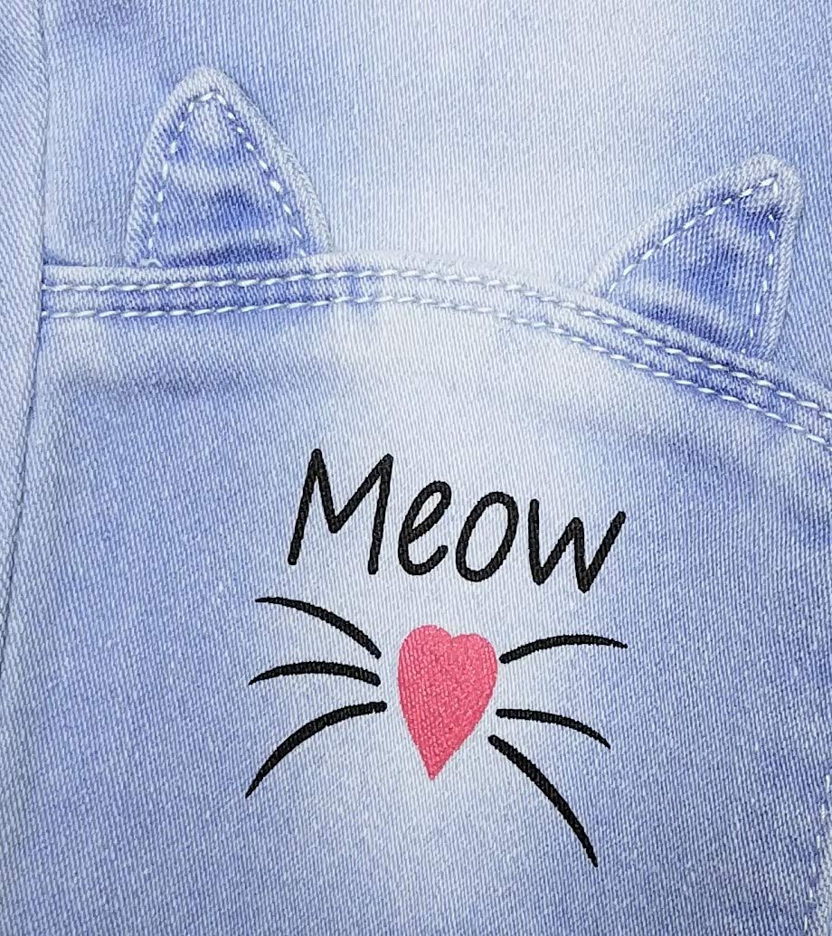 Girls Cat Face Meow with Ears Jeans for Girls and Toddlers Size 4T to