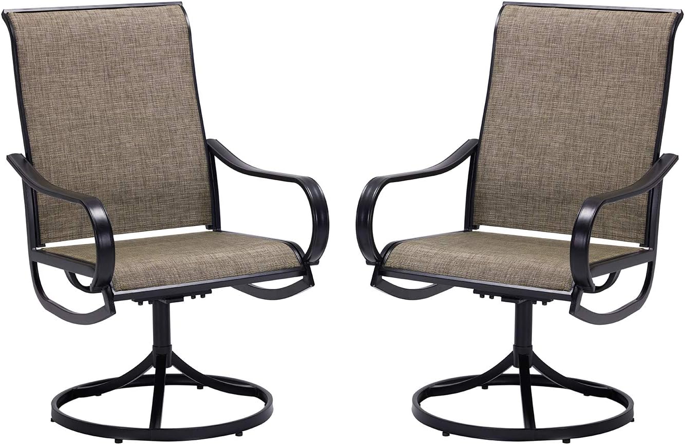 Vicllax Outdoor Swivel Dining Chairs Patio Furniture for Garden Porch Set of 2: Kitchen & Dining