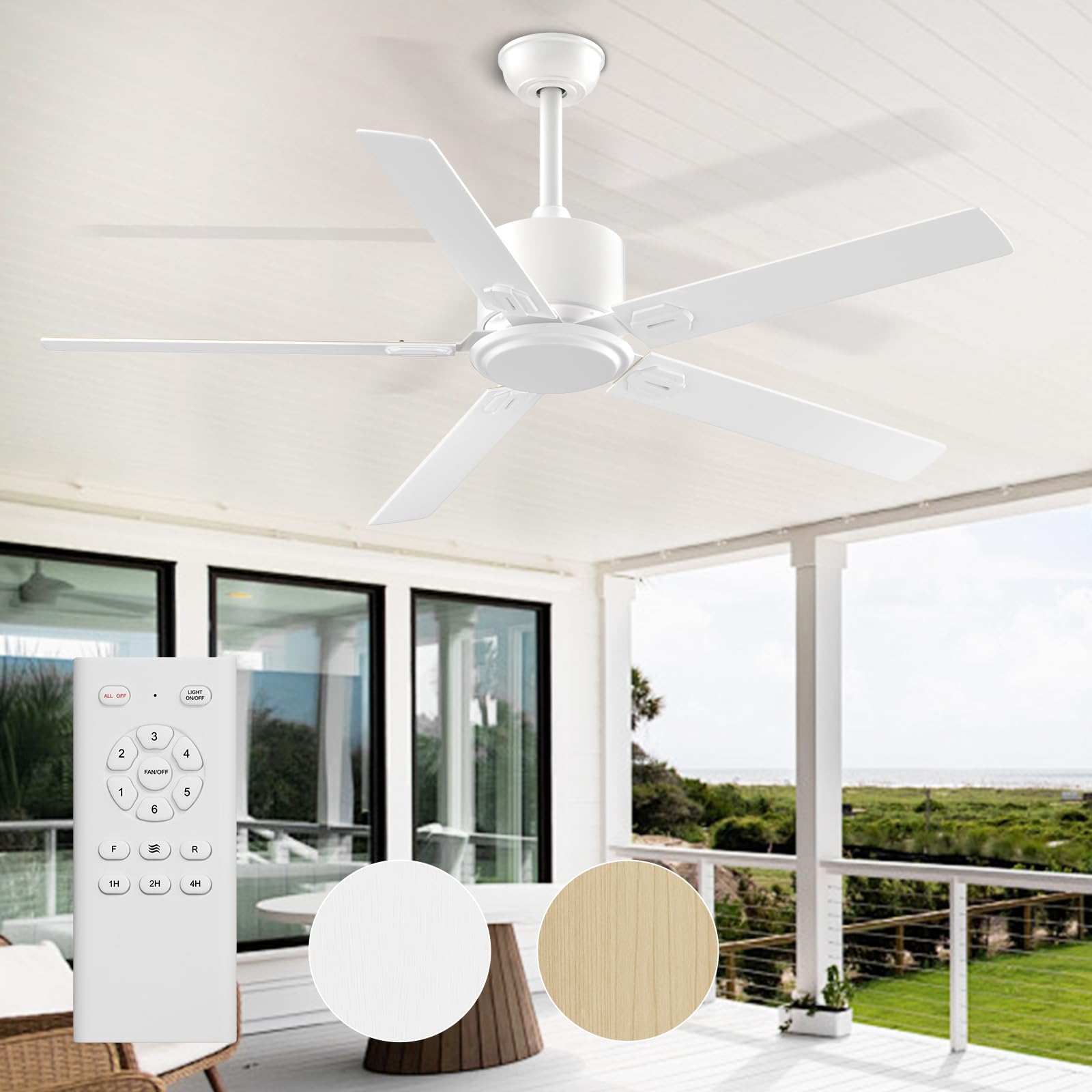 Outdoor Ceiling Fan, BECLOG Ceiling Fans 60” with