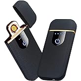 Electronic Lighter Smart USB Rechargeable, Mini Portable Design with Touch Dual-Sided Ignition - Windproof and flameless, Featuring Plasma Technology, Battery Indicator, and Lightweight Build(Black)