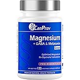 CanPrev Magnesium Bisglycinate Chelated + GABA & Melatonin, 120 Veg Caps, 120-Day Supply, Supports Restful Night, Muscle Func
