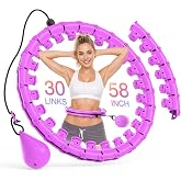 JKSHMYT Infinity Weighted Hula Circle Fitness Hoop for Adults Weight Loss | 58 inch Exercise Hoop Plus Size with 30 Detachable Links and Easy Assembly, Durable ABS, Suitable for Women and Beginners