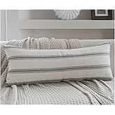 Cethom Boho Lumbar Pillow Covers 14x36 Long, Pack of 1, Olive Green Striped Decorative Body Pillowcase for Couch Bed, Textured Farmhouse Accent Cushion Covers for Living Room Bedroom Sofa Home Decor