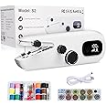Sewing Machine with LED Display, Handheld Sewing Machine for Beginners, 3 Speed Adjustment Electric Mini Sewing Machine, Easy to Use and Fast Stitch Suitable for Clothes,Fabrics, DIY Home Travel
