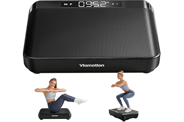 Viamotion Vibration Plate Exercise Machine, Full Body Vibrating Platform for Lymphatic Drainage Weight Loss, 99 Levels Shake Plate with LED Display for Women, Black