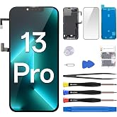 CYKJGS for iPhone 13 Pro Screen Replacement with Earpiece 6.1" LCD Display | 3D Touch Display Digitizer Full Assembly with Ambient Light Sensor Proximity Sensor Repair Fix Tools Kit A2483 A2636 A2639
