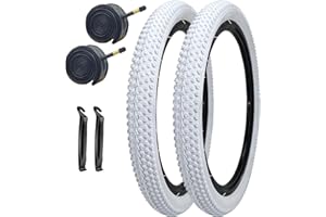 SIMEIQI 2 Pack 12"/14"/ 16“/18”/20“x2.125 White Bike Tires and Tubes for Kid's Tires Bicycle Replacement Tyres Compatible with 12/14/16/18/20x1.75/1.95/2.0/2.125 Tire Wheel