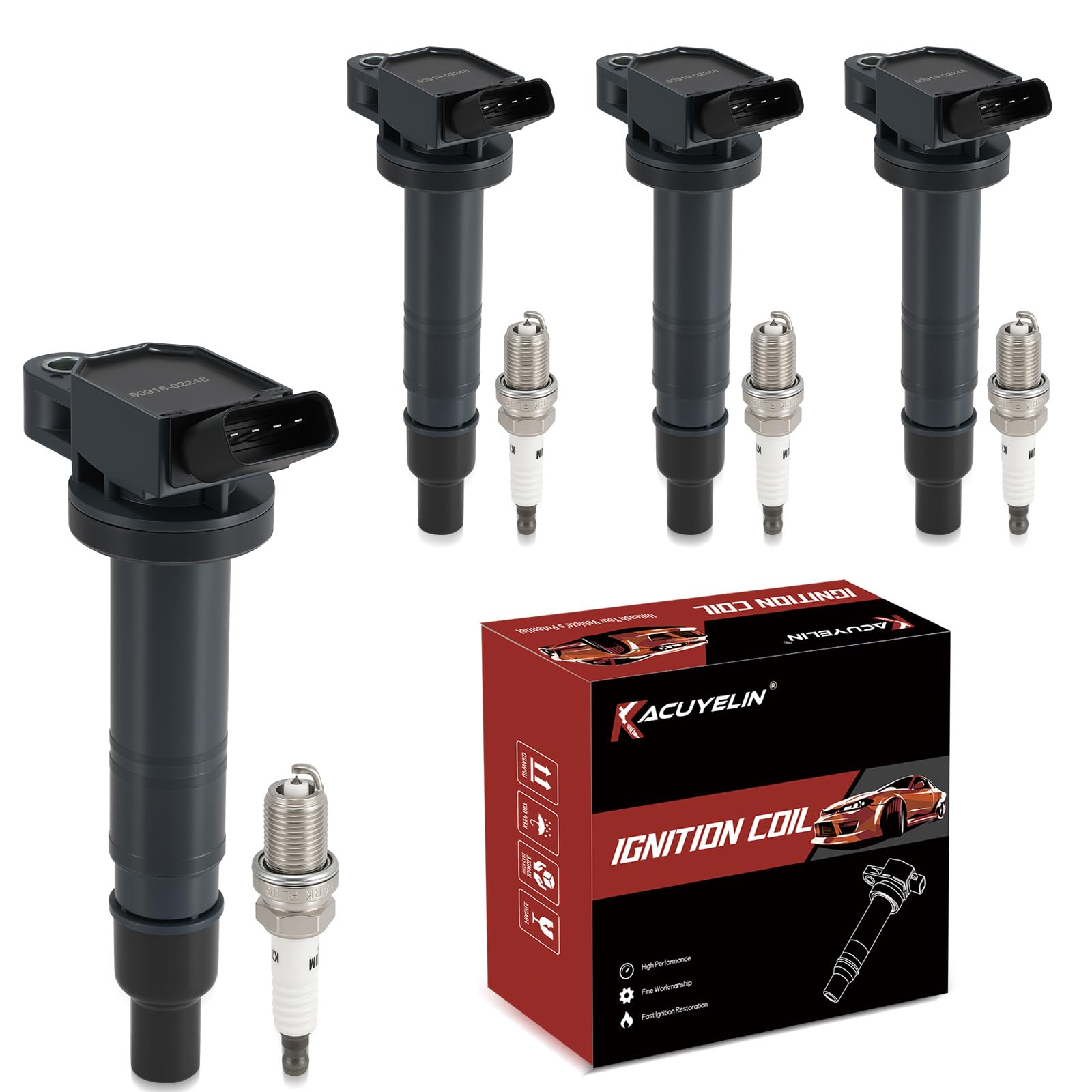 Photo 1 of UF495 Ignition Coil Pack and Iridium Spark Plugs Set of 4 Compatible with Toyota Camry 2006-2011, 2009-2012 Matrix,2007-2008 Solara,V6 2.4L L4