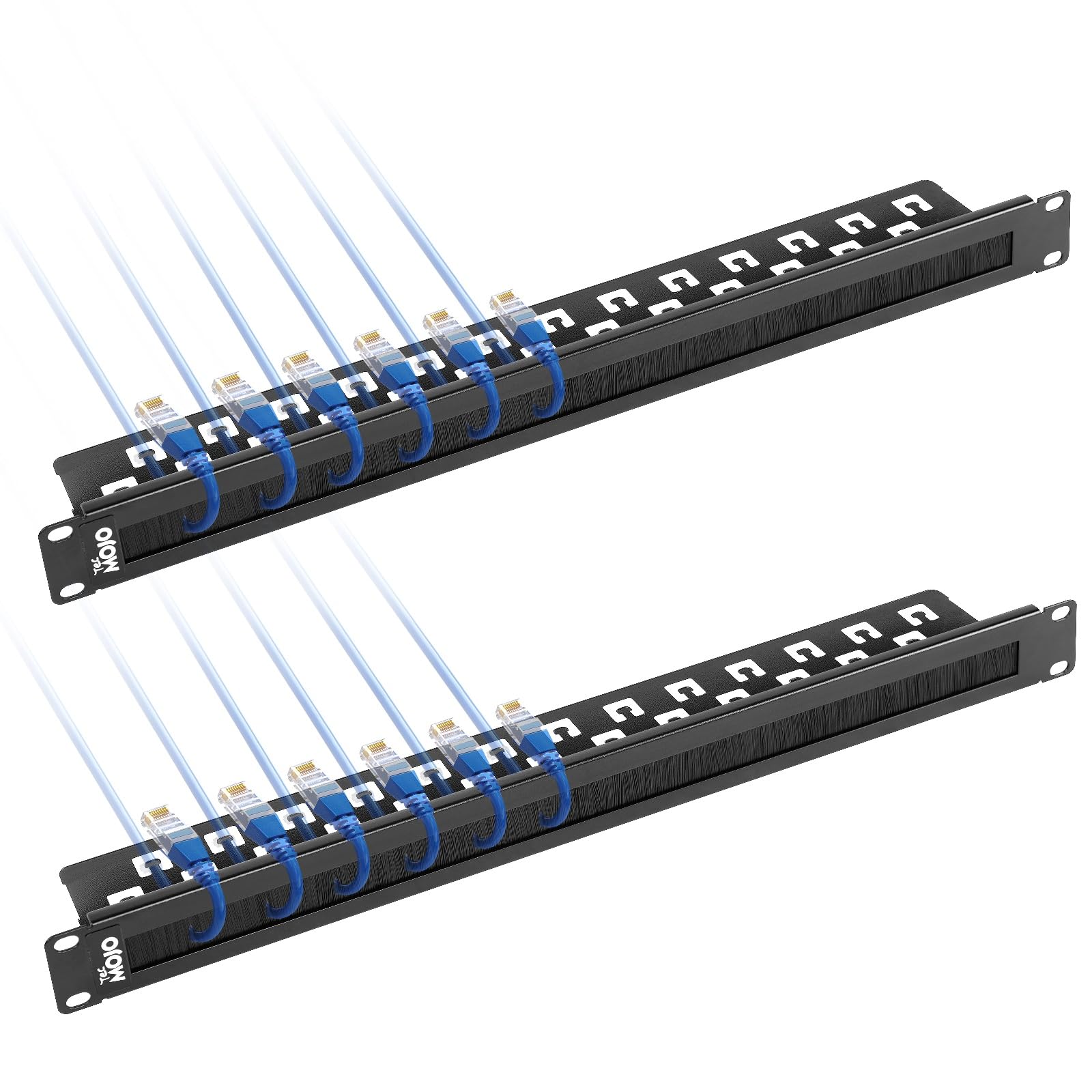 Photo 1 of 1U 2 Pack Brush Panel, Brush Strip Plate for Cable Entry&Management, Server Rack Cable Organizer with Tidy Brush for 19in Network Rack/Server Rack/Cabinet Enclosure, Black