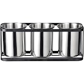 IMEEA Silverware Holder Countertop Stainless Steel Utensil Holder 3-Slot | 3-Slot Silverware Organizer | Compact Countertop Size | Drainage Holes | Removable Cups | Easy to Clean