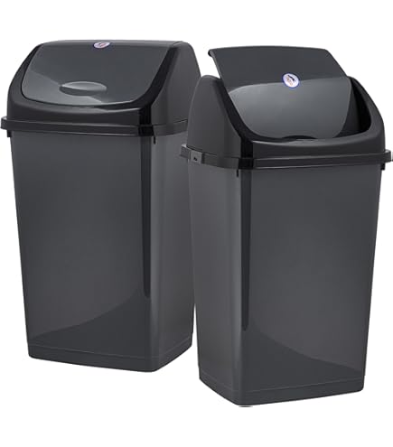 3-Pack 4.5 Gallon Plastic Trash Can With Swing Top, Swing Lid Kitchen Garbage Can White