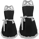 XLSXEXCL 2 Pack Parent and Child Aprons Set, Cute Sweet Bowknot Baking Apron, Retro Ruffle Side Design Cupcake Apron