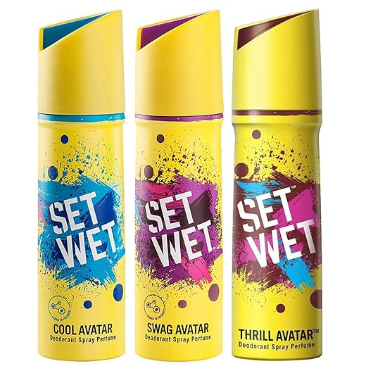 Set Wet Deodorant Spray Perfume, 150ml (Cool, Swag and Thrill Avatar, Pack of 3)