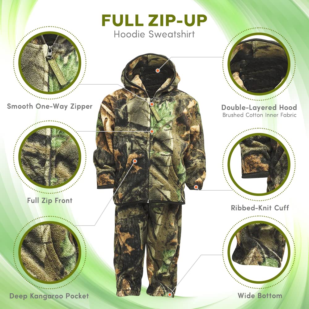 TrailCrest Treel Infant - Toddler Camo Full Zip Hoodie Sweatshirt Fleece Jacket & Pants Set
