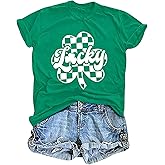 St Patricks Day Shirt Women: Lucky Shamrock Tshirt Irish Shirts St Patrick’s Clover Short Sleeve Tee Top