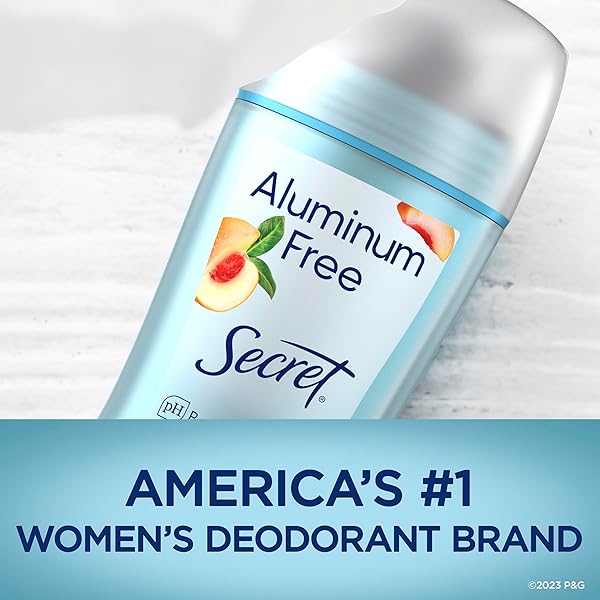 SECRET ALUMINUM FREE DEODORANT FOR WOMEN, 48HR ODOR PROTECTION, FREE OF PARABENS DYES TALC & BAKING SODA, PH BALANCING MINERALS, INVISIBLE SOLID, WHITE PEACH SCENT, 2.4 OZ (PACK OF 3)
