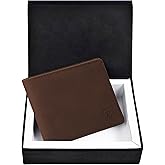 Trizek Leather Wallet for Men, Genuine Leather RFID Blocking Bifold Wallet, Minimalist Slim Design, Stylish and Secure Credit Card Holder (Brown)