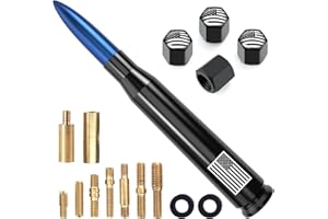 ENGIRETTE Car Truck Antenna with Tire Valve Caps American Flag Universal Short Replacement for GMC Sierra Chevy Silverado Dodge Ram 1500 2500 3500 Ford F150 F250 F350 Super Duty Raptor Radio Accessories, Blue