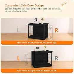 DWANTON Dog Crate Furniture with Cushion, Wooden