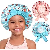 YANIBEST 2 PCS Baby Bonnet Silk Satin Bonnet for Kids Sleeping Cap Curly Natural Hair Silk Bonnets for Girls Boys Infant