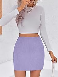 Wenrine Womens Mini Skirt High Waisted Basic Casual