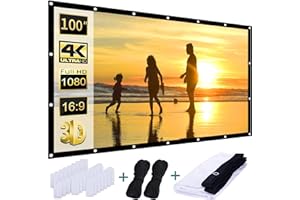 AAJK 100 inch Projector Screen，White Projector Screen 16:9 HD Portable Projection Screen Foldable Anti-Crease,for Outdoor Indoor