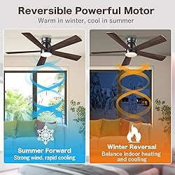 AKOFUN Ceiling Fans with Lights, 52 inch Low