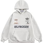 Aelfric Eden Womens Oversized Hoodies Letter Graphic Print Long Sleeve Pullover with Pocket Y2K Steetwear Outfits
