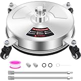 Dalmbox 14" Pressure Washer Surface Cleaner with 4 Wheels, 1/4" Quick Plug, Stainless Steel Housing, 4000 PSI, Pressure Washer Surface Cleaner Attachment for Patio, Courtyard, Concrete, Sidewalks