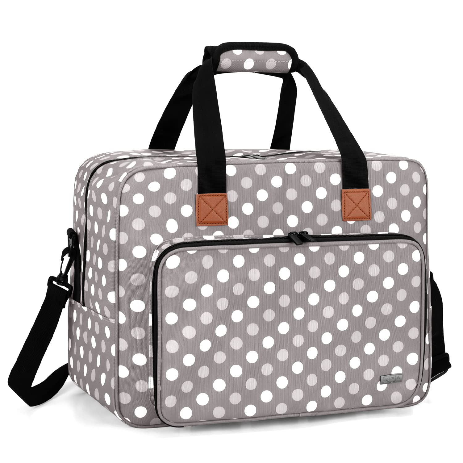 LUXJA Sewing Machine Bag, Portable Tote Bag Compatible with Most Brother, Singer Sewing Machines and Extra Sewing Accessories, Gray Dots