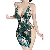 ADSEXY Sexy Lingerie Babydoll Dress For Women Lace Trim Dress Chinese Dress Cheongsam For Women One Size Fit Weight 80-150 lb