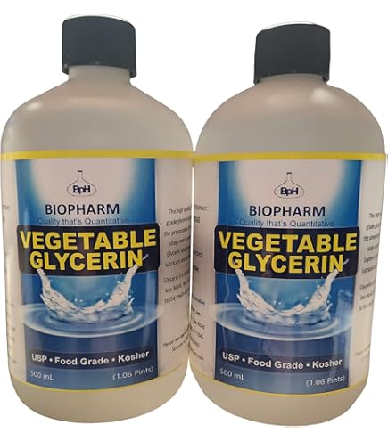 Propylene Glycol and Vegetable Glycerin 2-Pack: one PG and one VG, 500 mL  (1.06 Pint) Each with Dispensing Caps; USP, Food-Grade, Kosher: Amazon.com:  Industrial & Scientific