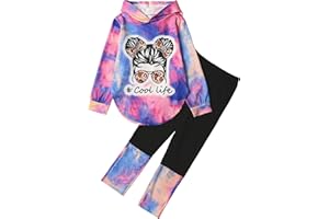 Woleroyir Girls Clothes Tie Dye Long Sleeve Hoodie Sweatshirt and Pants Sets Cute Girl Outfits Size 5-14 Years