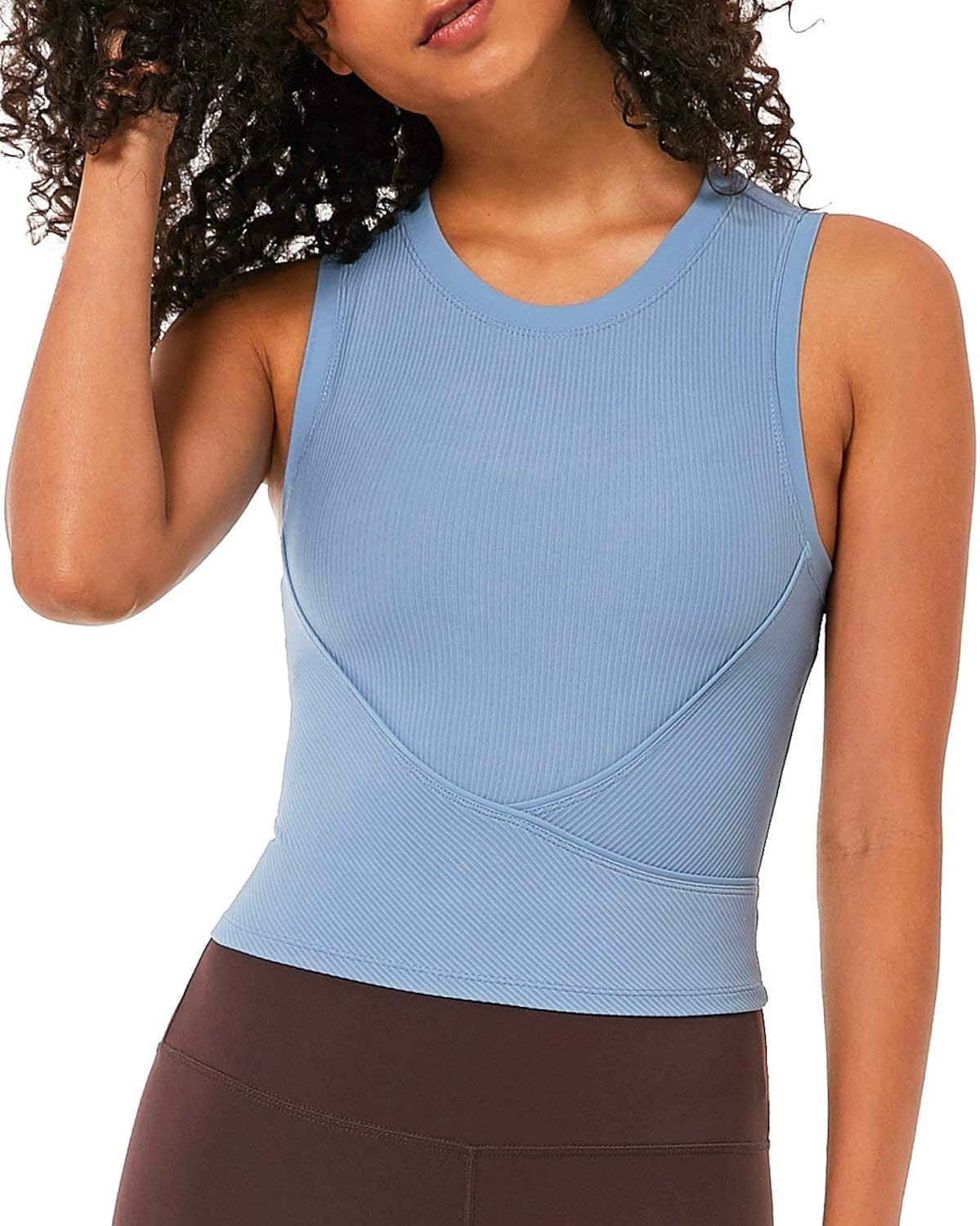 Willit Women's Workout Crop Tank Tops Gym Active Sleeveless Shirts for Yoga Running Fitness High Neck: Clothing