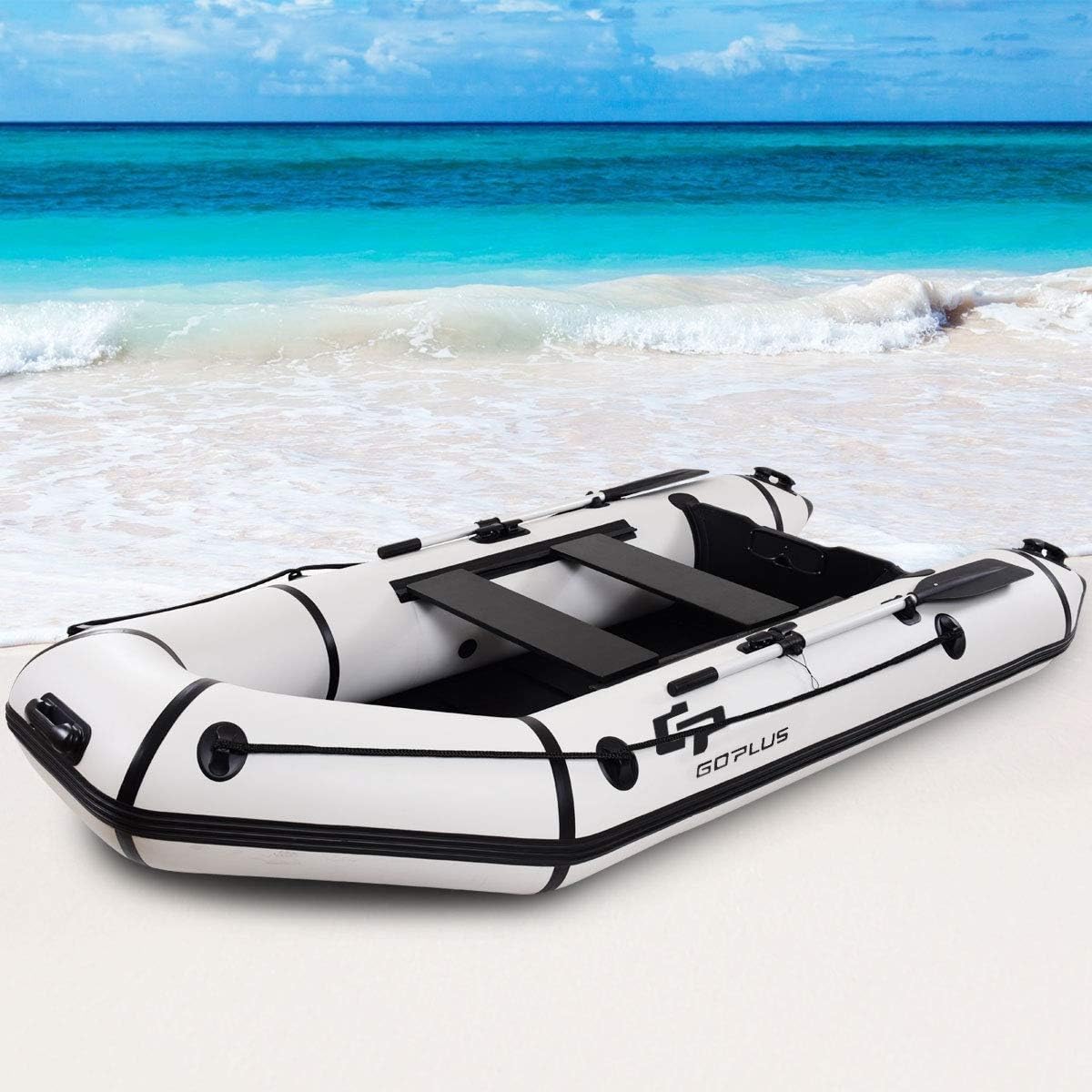Kanizz 10 Ft Lake River Fishing Tender Rafting Cruising Travel 900Lbs, Outdoor Sports Boat for 4 Adult, Inflatable Dinghy Boat, Rescue Emergency Boat, 4 Persons Canal Water Sports Boat, Gray