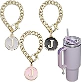 Ekarley Letter Charm Accessories for Stanley Cup, 3Pcs Initial Chain Water Bottle Handle Name Id Charm for Tumbler Cups-J
