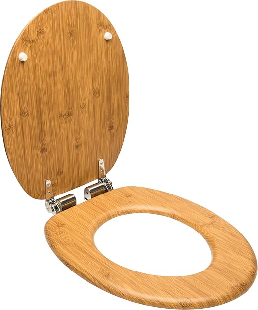 eSituro Wooden Soft Close Toilet Seat with Adjustable Hinge Buffers for
