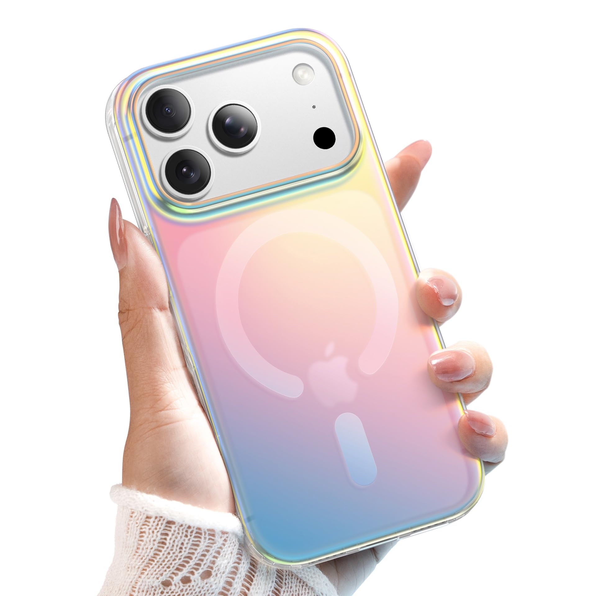 JETech Iridescent Case for iPhone 17 Pro Max 6.9-Inch Compatible with MagSafe, Cute Unique and Aesthetic Design, Colorful Fluorescent Translucent Back Shockproof Phone Cover (Iridescent)