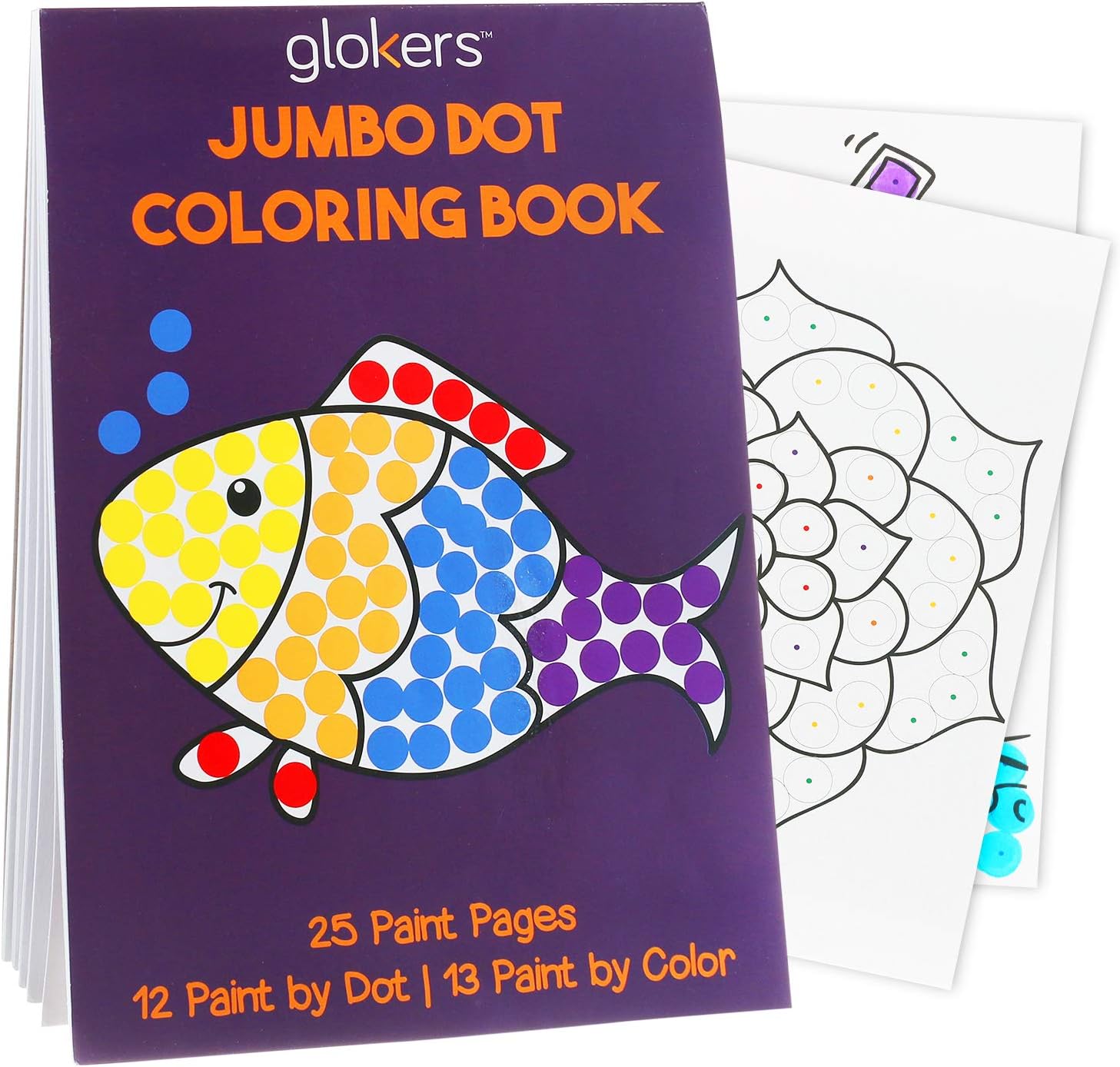 glokers Jumbo Dot Coloring Book for Kids | Creative Interactive Activity Books for Toddlers | 25 Pages of Different Shapes and Colors | Works with Dab Markers | Children Educational Art Supplies