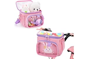 ZQVU Kids Bike Basket,Waterproof Fabric Bicycle Basket,Boy and Girl Bicycles Front Basket Accessories,Fits Scooter and Tricycles Bike Handlebar Bag,with Shoulder Strap. ﻿