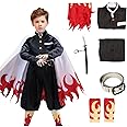VZQI Rengoku Costume Kids Anime Cosplay Kimono Halloween Red Flame Cloak