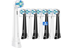 JUZFLOW Replacement Heads Compatible with Oral B iO Toothbrush, for Oral B iO 3/4/5/6/7/8/9/10 Series Electric Toothbrushes, Medium Softness for Protect Teeth and Gums, 8 Pack, White/Black