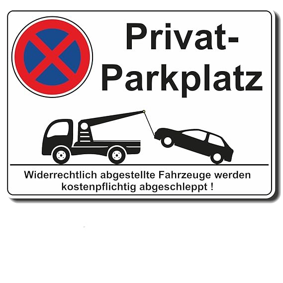 Privat Parkplatz - Aluverbund- oder Hartschaumplatte oder Aufkleber 210 x 300mm (Aluverbundplatte 300 x 210 mm)