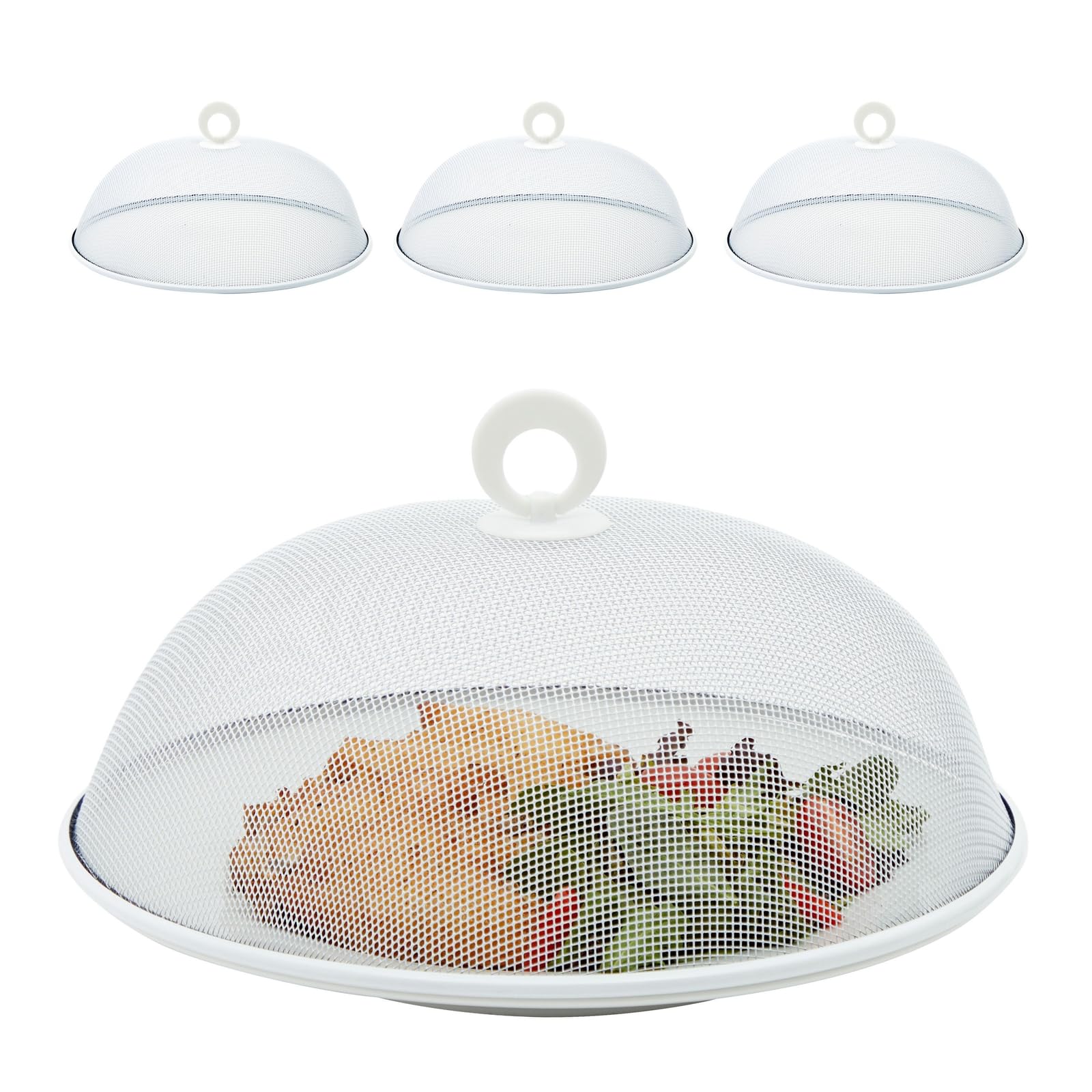 Photo 1 of Juvale Metal Mesh Food Tent, Outdoor Plate Serving Covers (White, 11 Inch) - 4 Pack - Food Covers for Outside Mesh