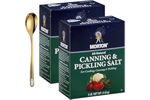 MOOFIN Mortons Canning And Pickling Salt, 4lb - Food Preserving Canning Salt With Golden SS Spoon, Versatile Salt For Preserving & Fermenting, Fine-Grain, Non-Iodized, & Quick Dissolve ~(Pack Of 2)