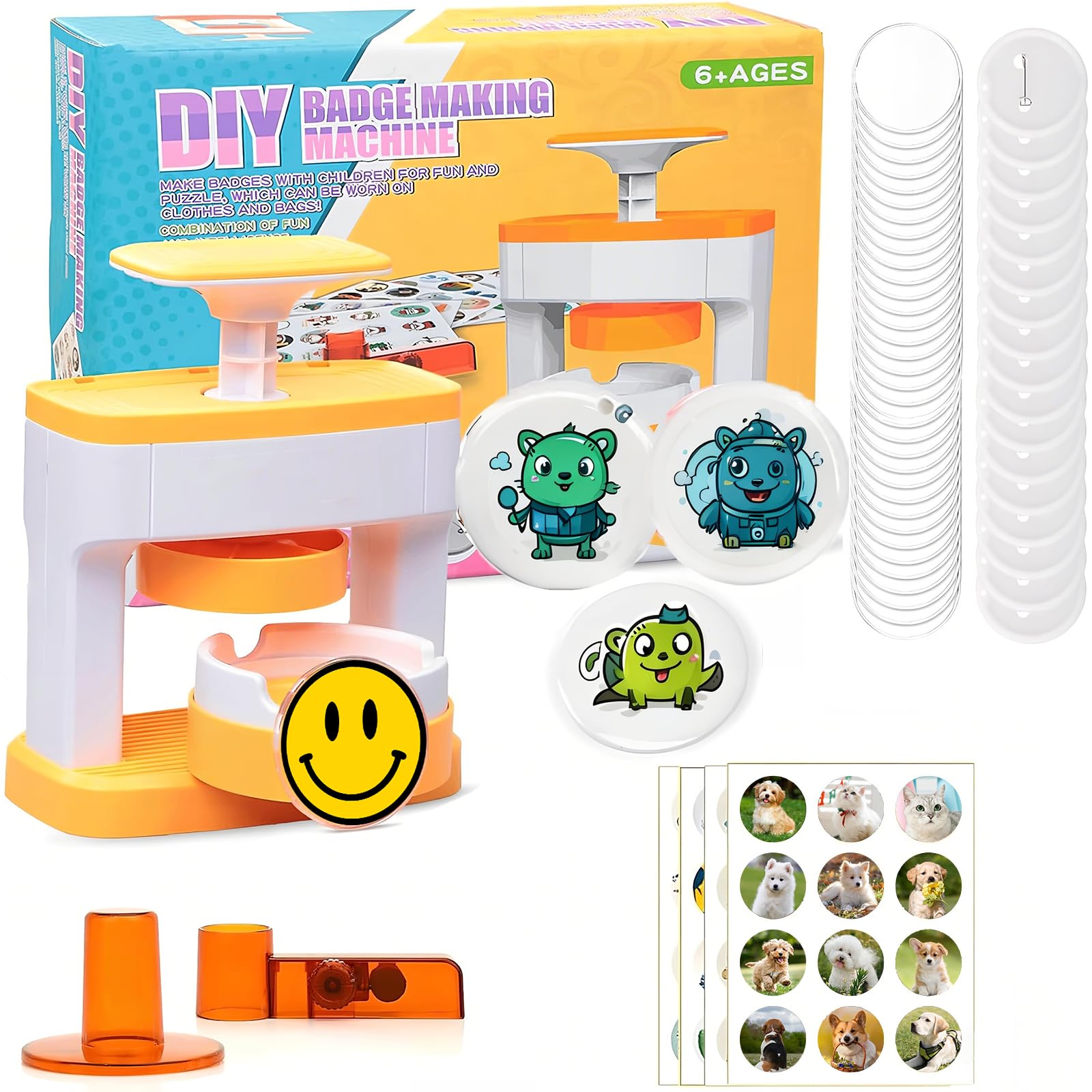 ANTREATU 55mm Badge Maker Badge Making Kit for Kids with 48 Parts & Circle Cutter Badges Make Your Own DIY Pin Making Kit