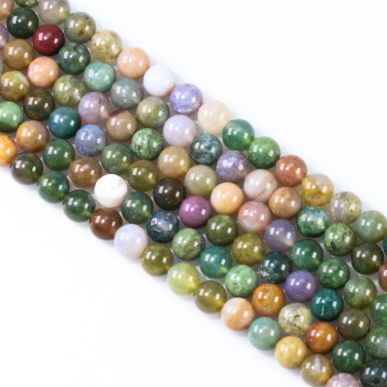 45pcs 8mm Natural Stone Beads, Indian Agate for Bracelet Jewelry — image 1