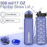 GOPPUS 500ml Kids Water Bottle with Straw Tritan BPA Free Purple view 5