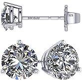 14K Gold Post & Sterling Silver Made with Swarovski Zirconia 3 Prong Martini Style Stud Earrings 1.0ct to 4ct