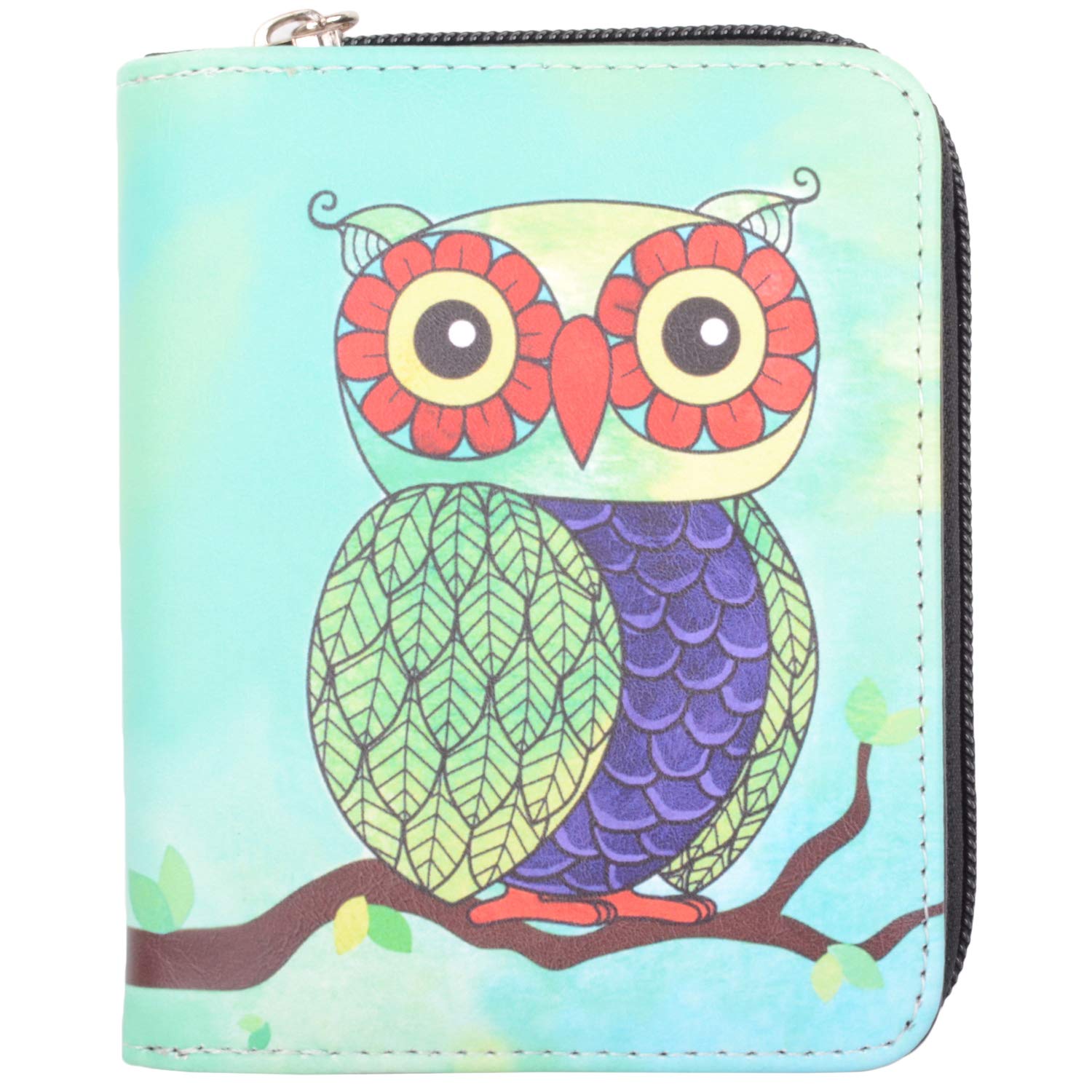 Valita Womens Small Faux Leather RFID Protected Money Credit Card Animal Purse - Owl